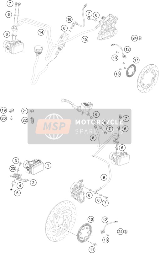 KTM RC 390 WHITE / ABS Europe 2016 Anti-Slotsysteem ABS voor een 2016 KTM RC 390 WHITE / ABS Europe