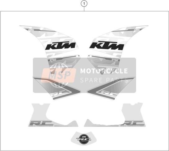 KTM RC 390 WHITE / ABS Europe 2016 Aufkleber für ein 2016 KTM RC 390 WHITE / ABS Europe