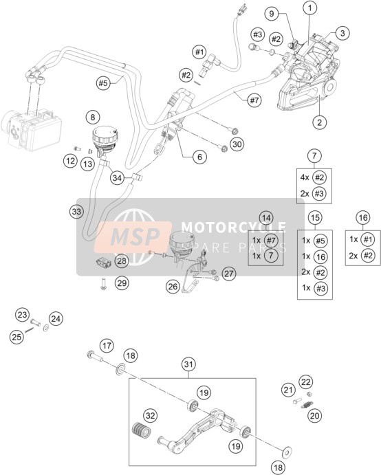 KTM RC 390 WHITE / ABS Europe 2016 Étrier de frein arrière pour un 2016 KTM RC 390 WHITE / ABS Europe