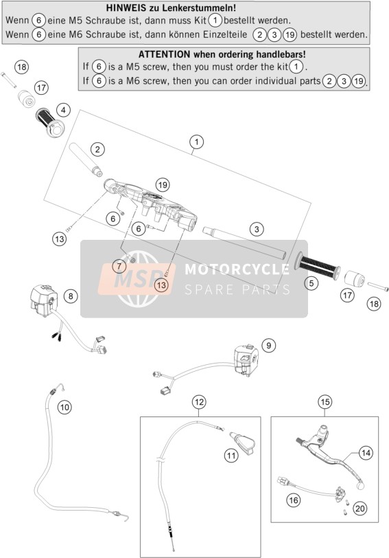 KTM RC 390 WHITE ABS B.D. USA 2015 Handlebar, Controls for a 2015 KTM RC 390 WHITE ABS B.D. USA