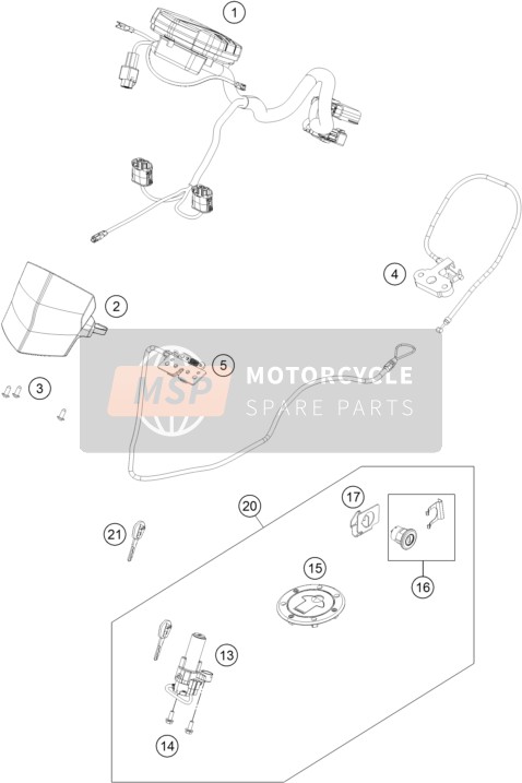 KTM RC 390 WHITE ABS B.D. Australia 2015 Instruments / Lock System for a 2015 KTM RC 390 WHITE ABS B.D. Australia