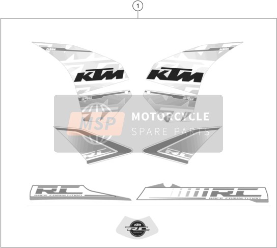 KTM RC 390 WHITE ABS B.D. Japan 2016 Decal for a 2016 KTM RC 390 WHITE ABS B.D. Japan