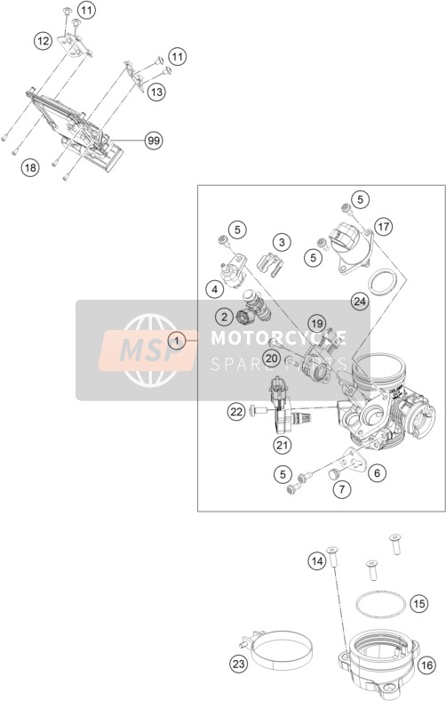 KTM RC 390 WHITE ABS B.D. Australia 2016 Throttle Body for a 2016 KTM RC 390 WHITE ABS B.D. Australia