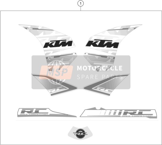 KTM RC 390 WHITE ABS CKD China 2015 Decal for a 2015 KTM RC 390 WHITE ABS CKD China