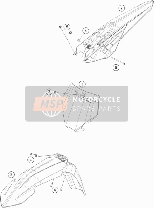 KTM 125 XC US 2021 Mask, Fenders for a 2021 KTM 125 XC US