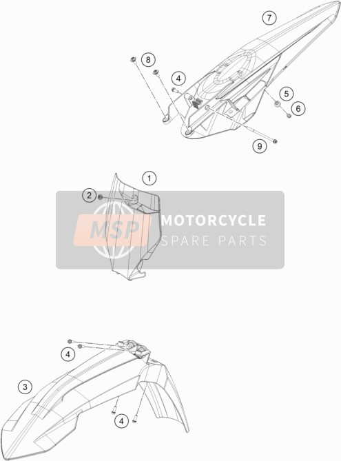 KTM 250 XC TPI US 2021 Mask, Fenders for a 2021 KTM 250 XC TPI US