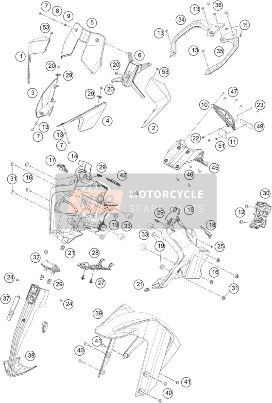 KTM 390 Adventure, orange - IKD AR 2020 Mask, Fenders for a 2020 KTM 390 Adventure, orange - IKD AR