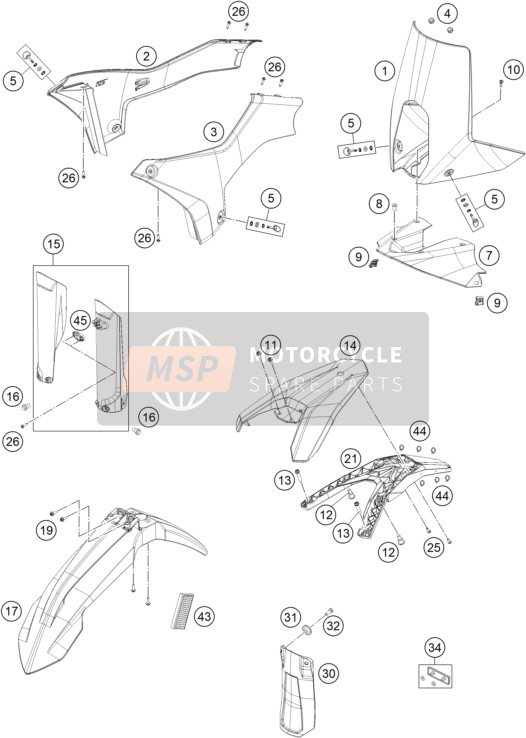 KTM 450 RALLY Factory Replica  2021 Masker, Spatborden voor een 2021 KTM 450 RALLY Factory Replica 