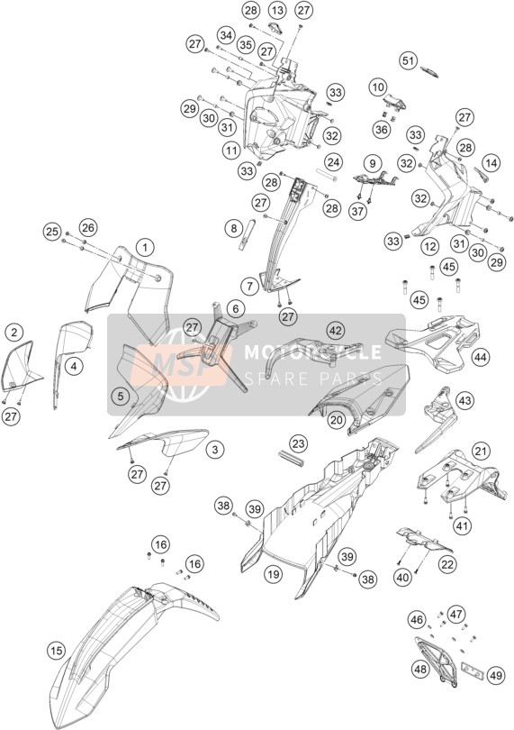 KTM 790 Adventure R US 2020 Mask, Fenders for a 2020 KTM 790 Adventure R US