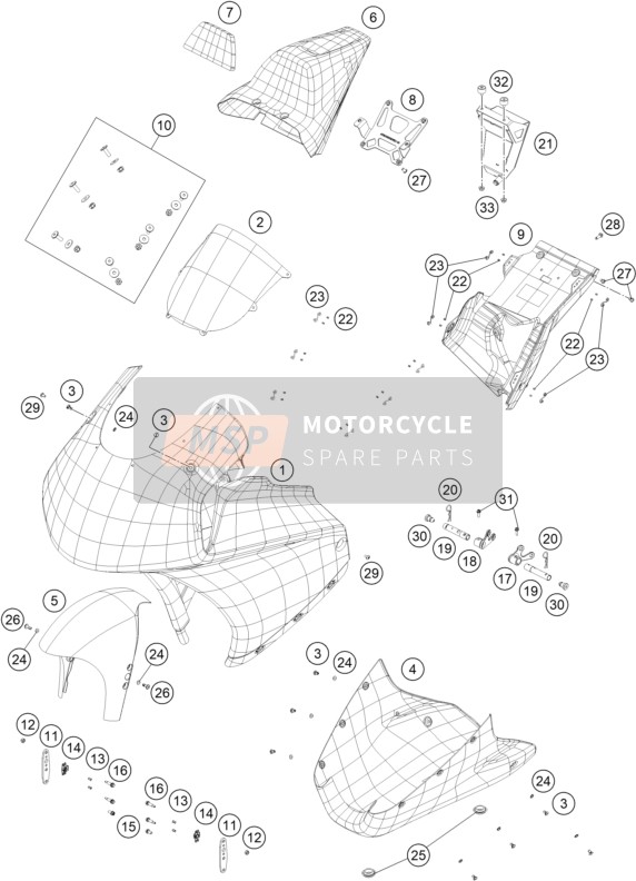 A56008019010C1, Under Tail Support Cmpl., KTM, 1