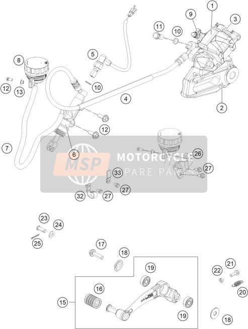 KTM 200 Duke, orange, ABS - CKD BR 2020 Rear Brake Caliper for a 2020 KTM 200 Duke, orange, ABS - CKD BR