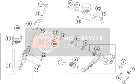 KTM 200 Duke, orange, ABS-IKD AR 2020 Steuerung Bremse Hinten für ein 2020 KTM 200 Duke, orange, ABS-IKD AR