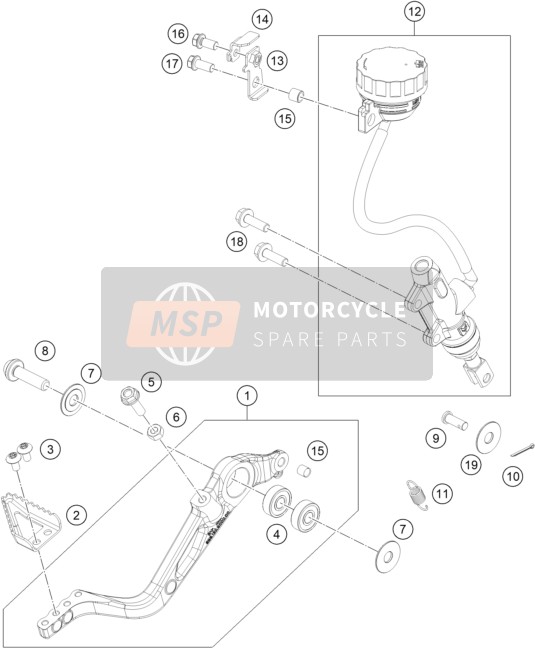 KTM 390 Adventure, orange - B.D. JP 2020 Rear Brake Control for a 2020 KTM 390 Adventure, orange - B.D. JP