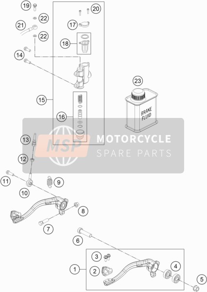 KTM 65 SX EU 2021 Achterrem aansturing voor een 2021 KTM 65 SX EU