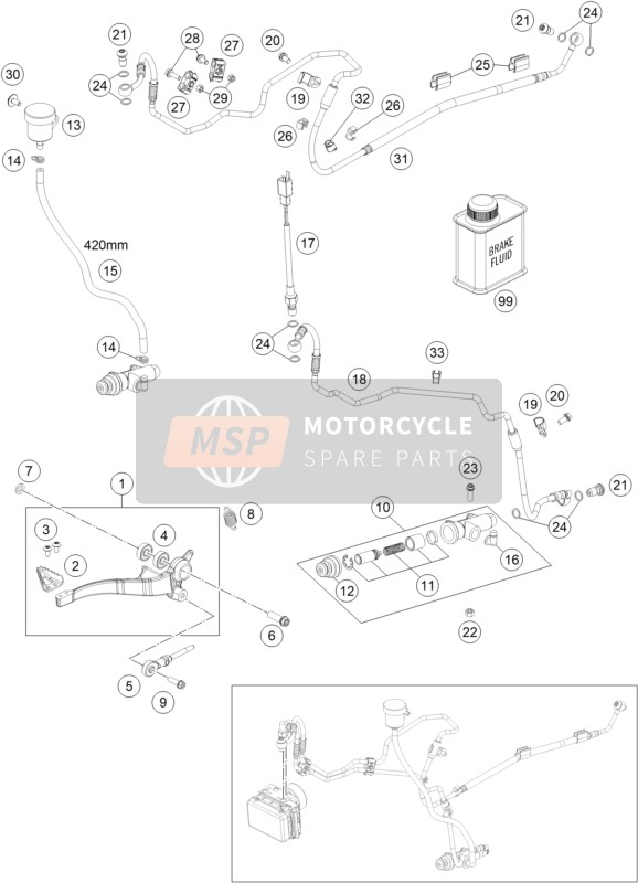 KTM 690 SMC R EU 2020 Controllo freno posteriore per un 2020 KTM 690 SMC R EU