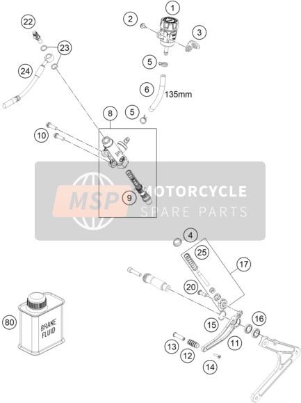 KTM RC4 R 2020 Commande de frein arrière pour un 2020 KTM RC4 R