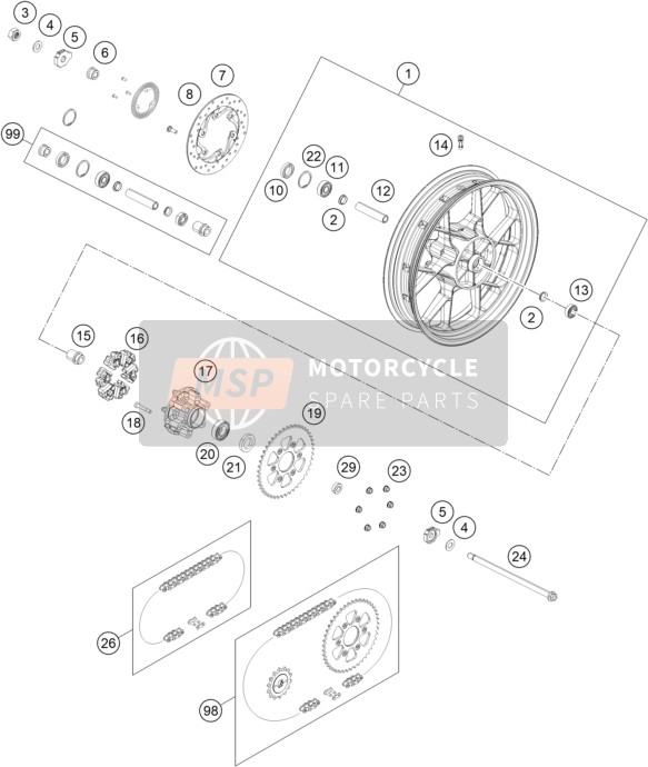 KTM 390 Adventure, orange TH 2020 Rear Wheel for a 2020 KTM 390 Adventure, orange TH