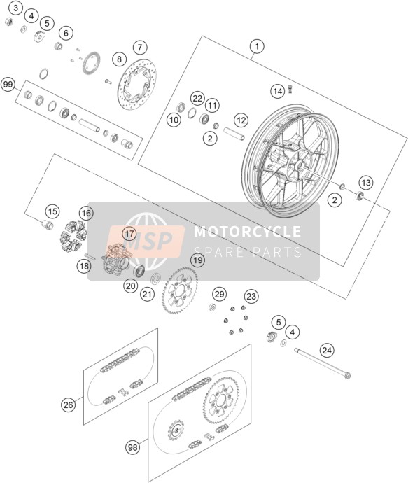 KTM 390 Adventure, white - B.D. JP 2020 Rear Wheel for a 2020 KTM 390 Adventure, white - B.D. JP