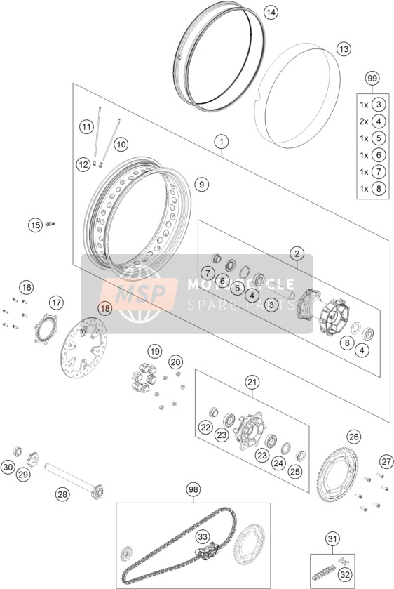 KTM 790 Adventure, orange ASEAN 2020 Rear Wheel for a 2020 KTM 790 Adventure, orange ASEAN