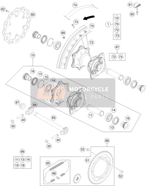 KTM 85 SX 19/16 EU 2021 Rear Wheel for a 2021 KTM 85 SX 19/16 EU