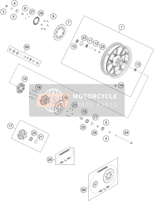 KTM RC 125, grey EU 2020 Ruota posteriore per un 2020 KTM RC 125, grey EU