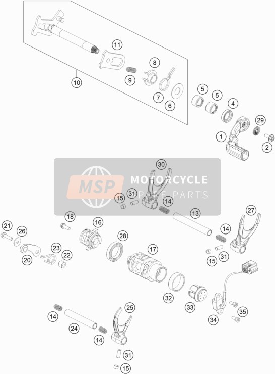 KTM 450 SMR EU 2021 Schakelmechanisme voor een 2021 KTM 450 SMR EU