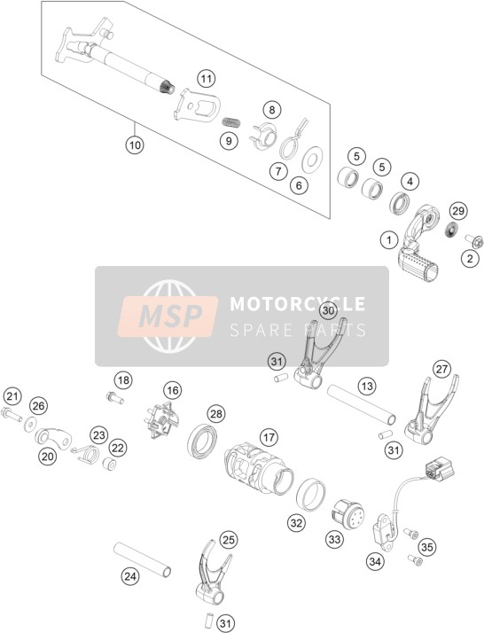KTM 450 SX-F Factory Edition US 2020 Schakelmechanisme voor een 2020 KTM 450 SX-F Factory Edition US