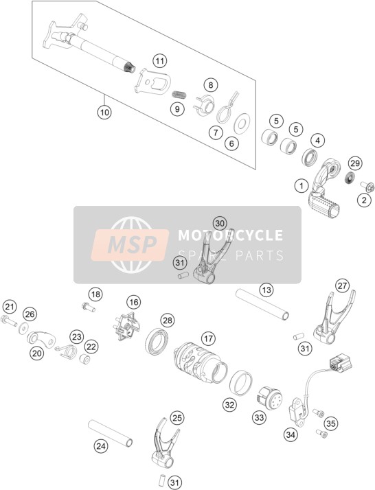 KTM 500 XCF-W US 2021 Mecanismo de cambio para un 2021 KTM 500 XCF-W US