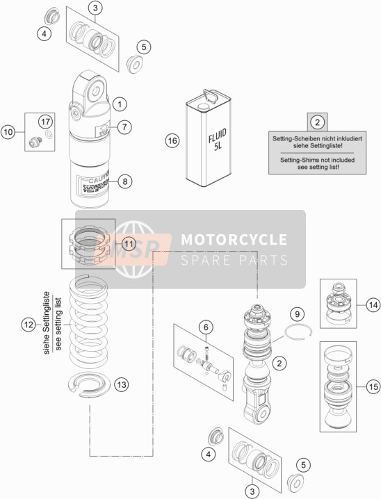 KTM 50 SX Mini EU 2021 Shock Absorber Disassembled for a 2021 KTM 50 SX Mini EU