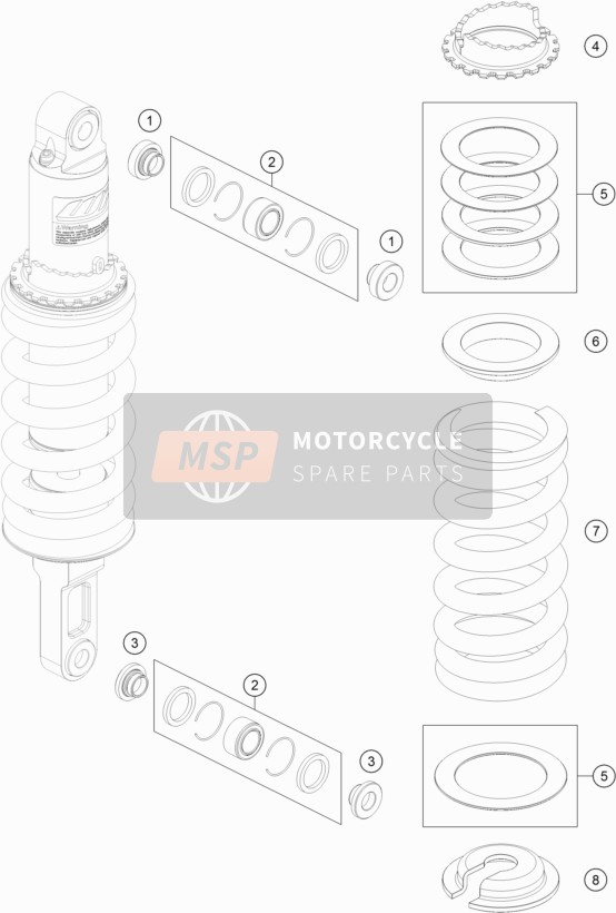 KTM 790 Duke, orange EU 2020 Ammortizzatore smontato per un 2020 KTM 790 Duke, orange EU