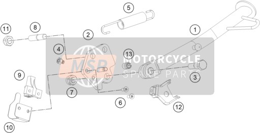 KTM RC 200, black, w/o ABS - CKD CO 2020 Side / Centre Stand for a 2020 KTM RC 200, black, w/o ABS - CKD CO