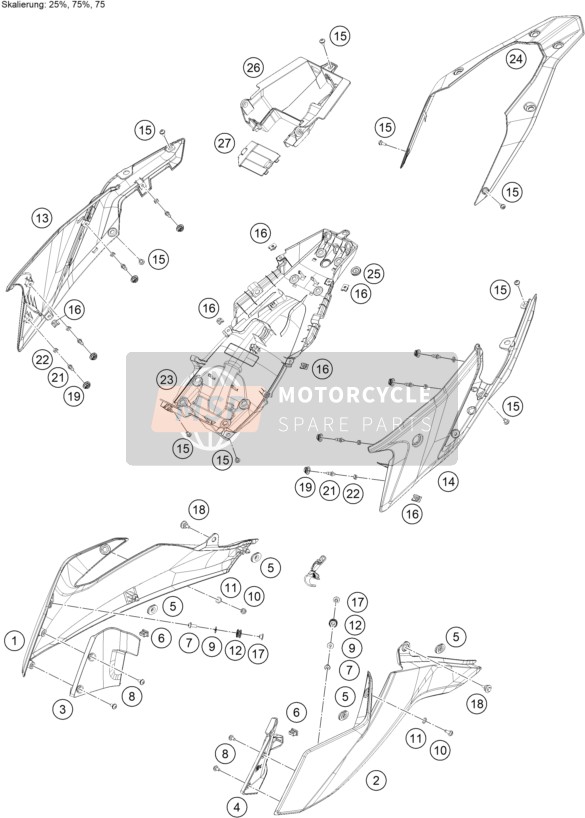 KTM 390 Adventure, white - B.D. US 2020 Garniture latérale pour un 2020 KTM 390 Adventure, white - B.D. US