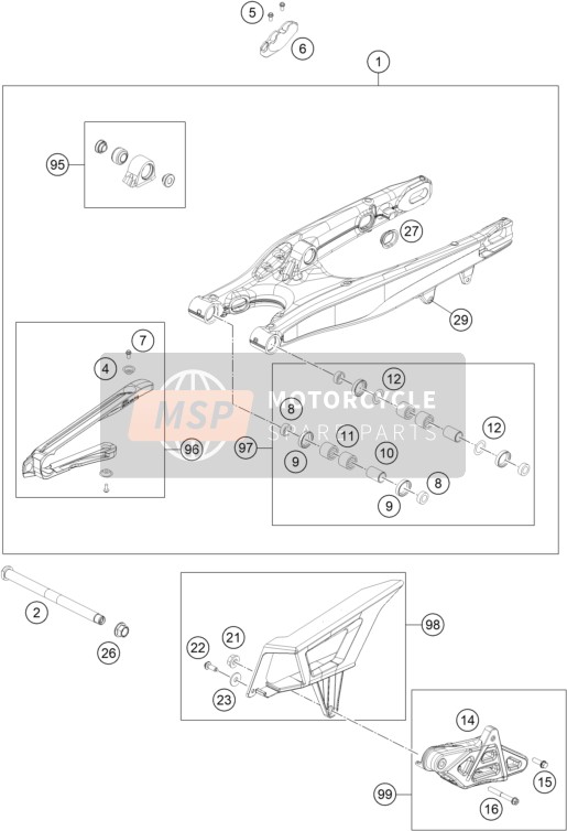 KTM 250 EXC TPI EU 2021 Brazo oscilante para un 2021 KTM 250 EXC TPI EU