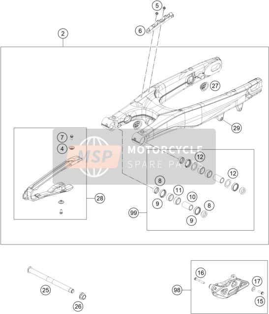 KTM 250 XC-F US 2021 Swing Arm for a 2021 KTM 250 XC-F US