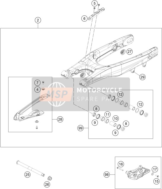 KTM 350 XC-F US 2021 Swing Arm for a 2021 KTM 350 XC-F US
