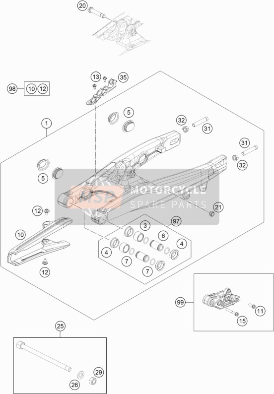 KTM 65 SX EU 2021 Brazo oscilante para un 2021 KTM 65 SX EU