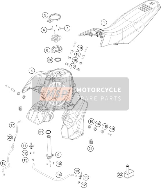 KTM 790 Adventure R Rally EU 2020 Tank, Seat for a 2020 KTM 790 Adventure R Rally EU