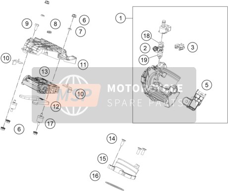 KTM 390 Adventure, orange - B.D. US 2020 Throttle Body for a 2020 KTM 390 Adventure, orange - B.D. US