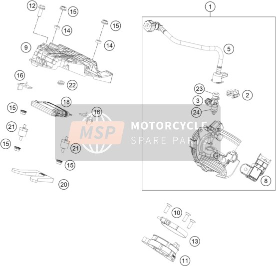 KTM 390 Duke, white - CKD MY 2020 Throttle Body for a 2020 KTM 390 Duke, white - CKD MY