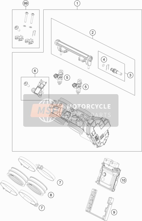 KTM 790 Adventure, orange ASEAN 2020 Throttle Body for a 2020 KTM 790 Adventure, orange ASEAN