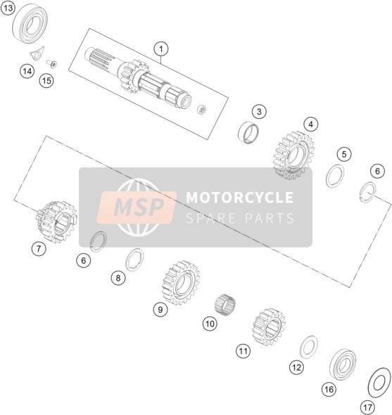 KTM 250 SX EU 2021 Transmissie I - Hoofdas voor een 2021 KTM 250 SX EU