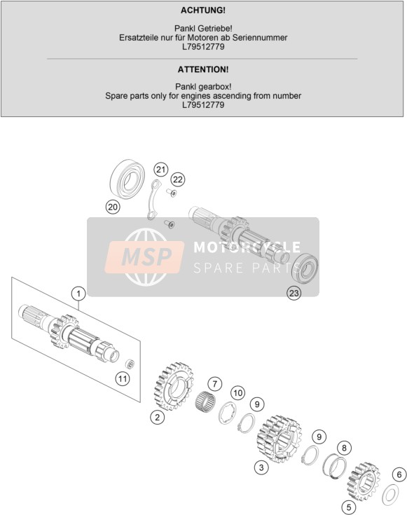 KTM 450 SX-F Factory Edition US 2020 Trasmissione I - Albero principale per un 2020 KTM 450 SX-F Factory Edition US