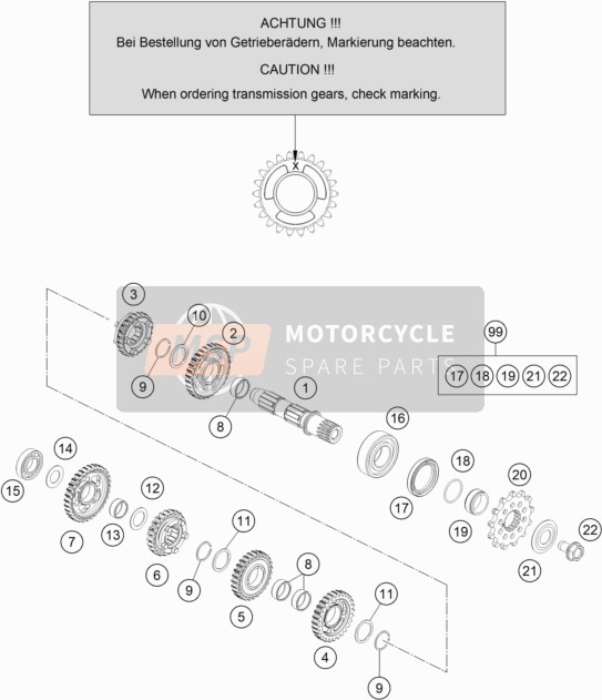 KTM 125 SX US 2020 Transmission II - Counter Shaft for a 2020 KTM 125 SX US