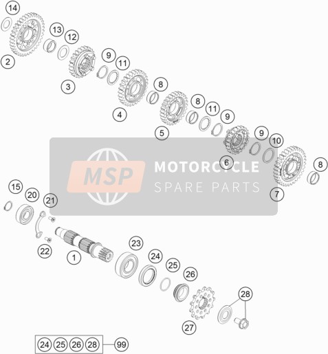 KTM 450 EXC-F Six Days EU 2020 Transmission II - Contre-arbre pour un 2020 KTM 450 EXC-F Six Days EU