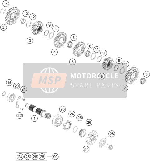 KTM 450 RALLY Factory Replica  2021 Transmission II - Counter Shaft for a 2021 KTM 450 RALLY Factory Replica 