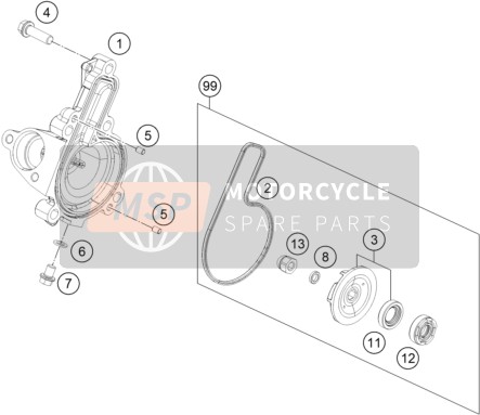 KTM RC 200, black, w/o ABS - CKD CO 2020 Water Pump for a 2020 KTM RC 200, black, w/o ABS - CKD CO