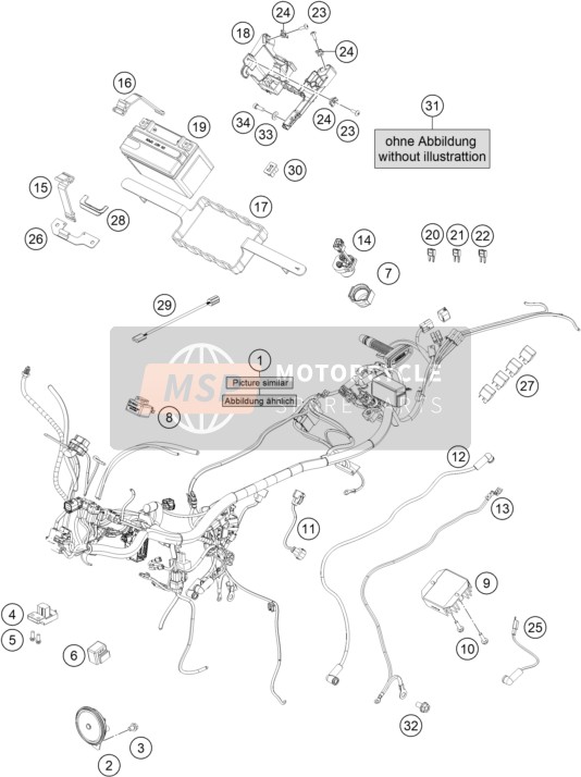 KTM 200 Duke, white, ABS-CKD MY 2020 Wiring Harness for a 2020 KTM 200 Duke, white, ABS-CKD MY