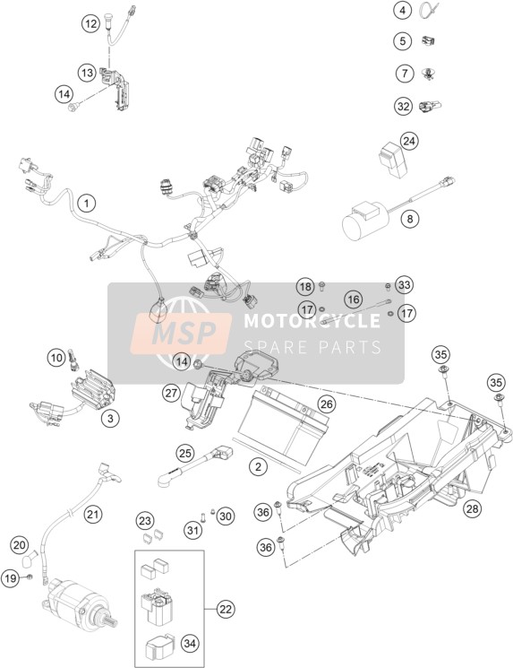 KTM 250 SX-F US 2021 Wiring Harness for a 2021 KTM 250 SX-F US