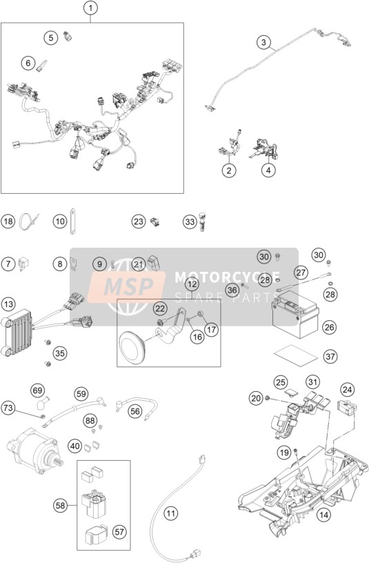 KTM 300 EXC Six Days TPI EU 2020 Faisceau de câblage pour un 2020 KTM 300 EXC Six Days TPI EU