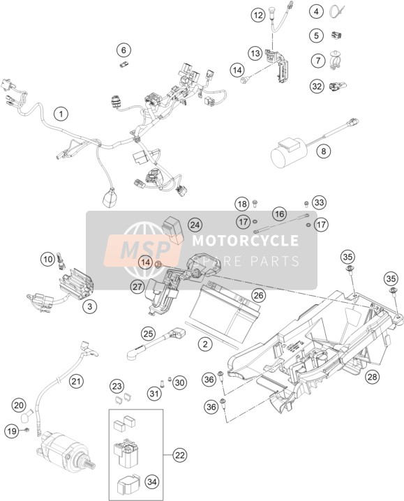 KTM 450 SX-F Factory Edition US 2020 Wiring Harness for a 2020 KTM 450 SX-F Factory Edition US